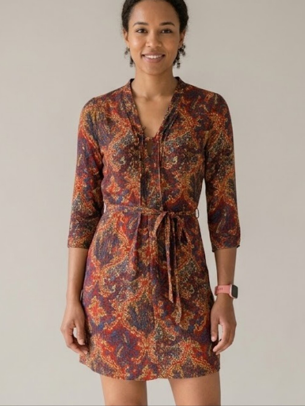 Lucky Brand Boho Paisley Rayon Mini Dress Festival Cottagecore Goblincore